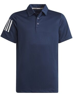 ADIDAS Boys 3-Stripe Golf Tennis Navy Polo with White Sleeve Stripes - 11-12